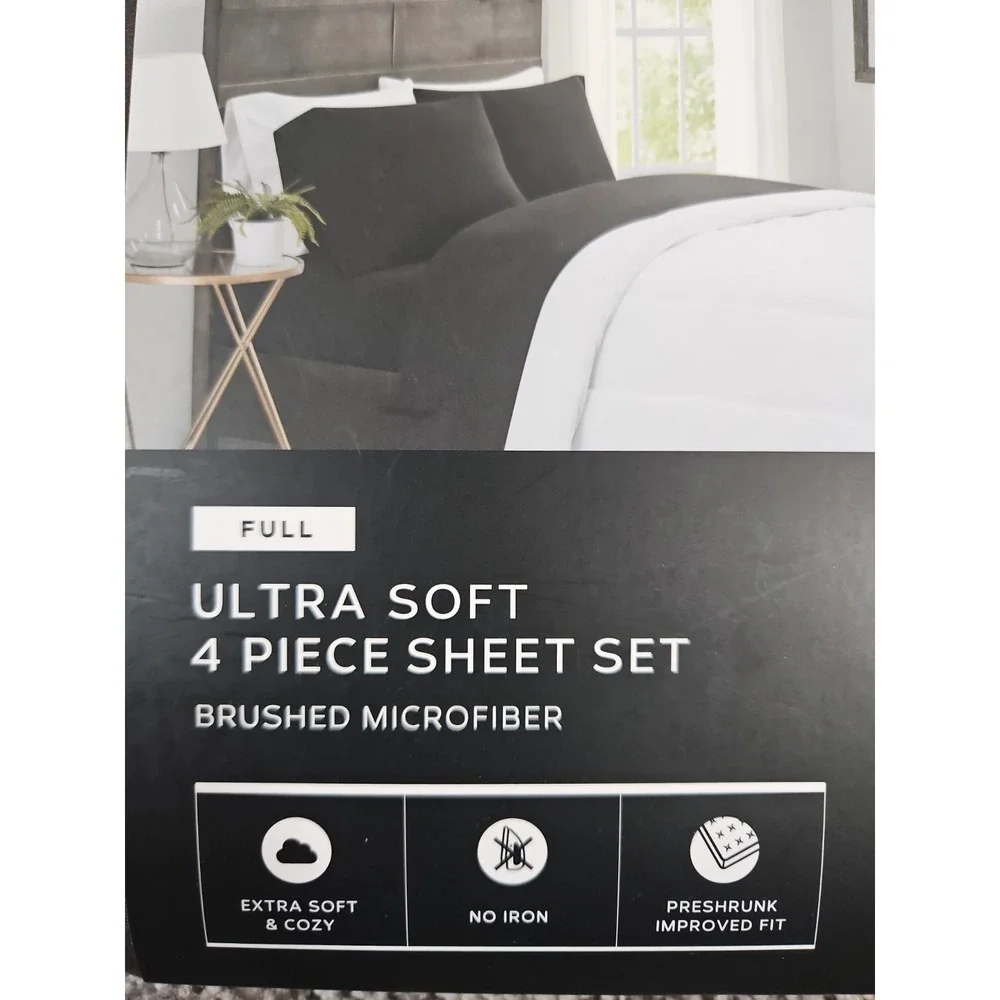 London Fog Home Black Ultra Soft 4 Pc Sheet Set Full Size NWT